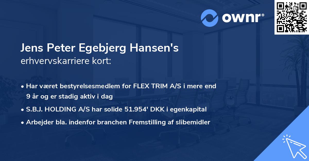 Jens Peter Egebjerg Hansen's erhvervskarriere kort