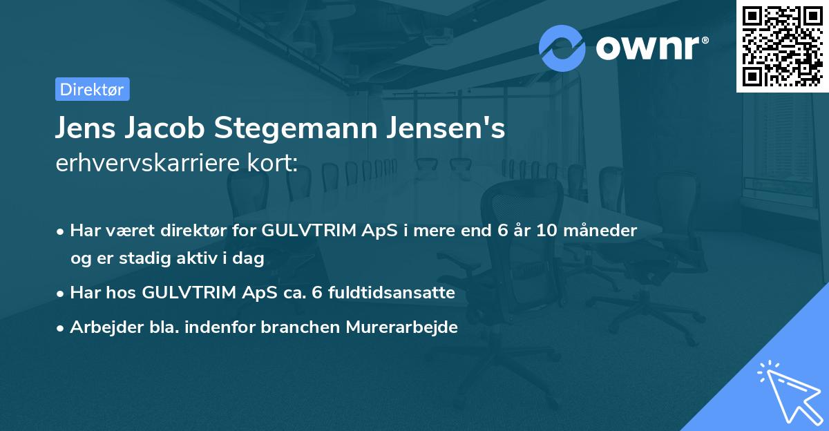 Jens Jacob Stegemann Jensen's erhvervskarriere kort