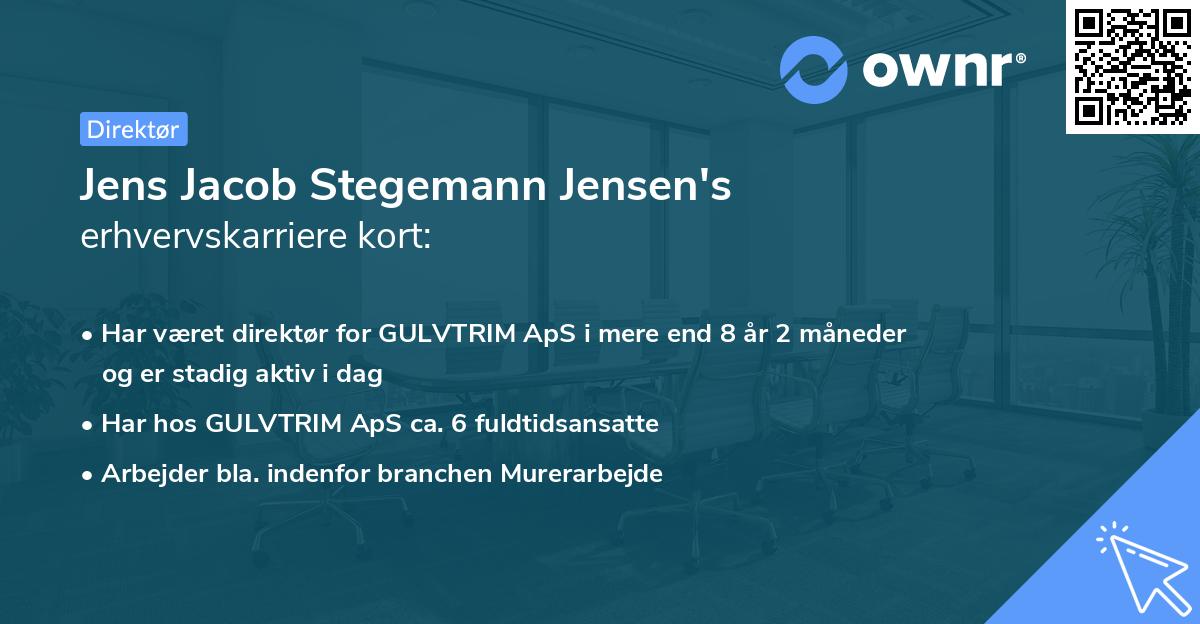 Jens Jacob Stegemann Jensen's erhvervskarriere kort