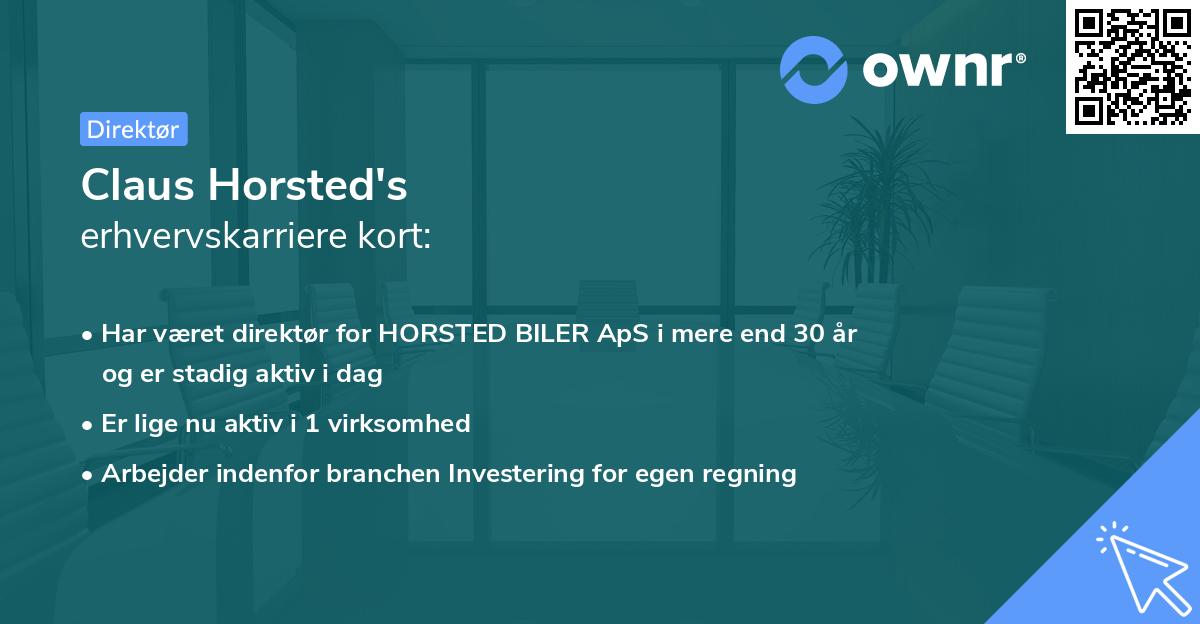 Claus Horsted's erhvervskarriere kort