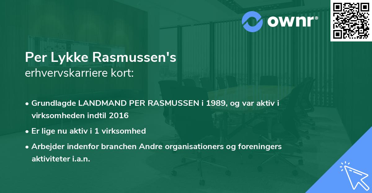 Per Lykke Rasmussen's erhvervskarriere kort