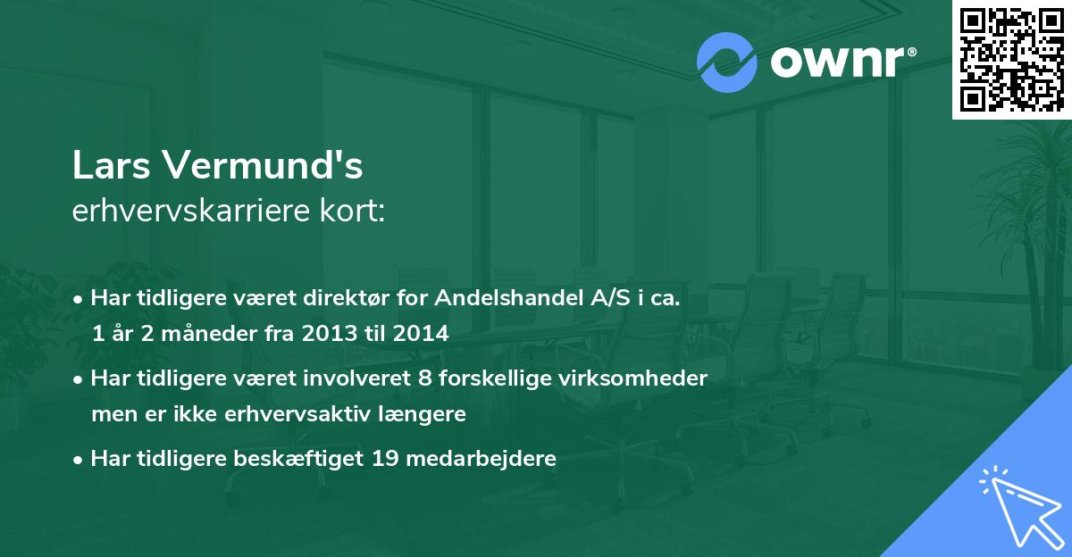 Lars Vermund's erhvervskarriere kort