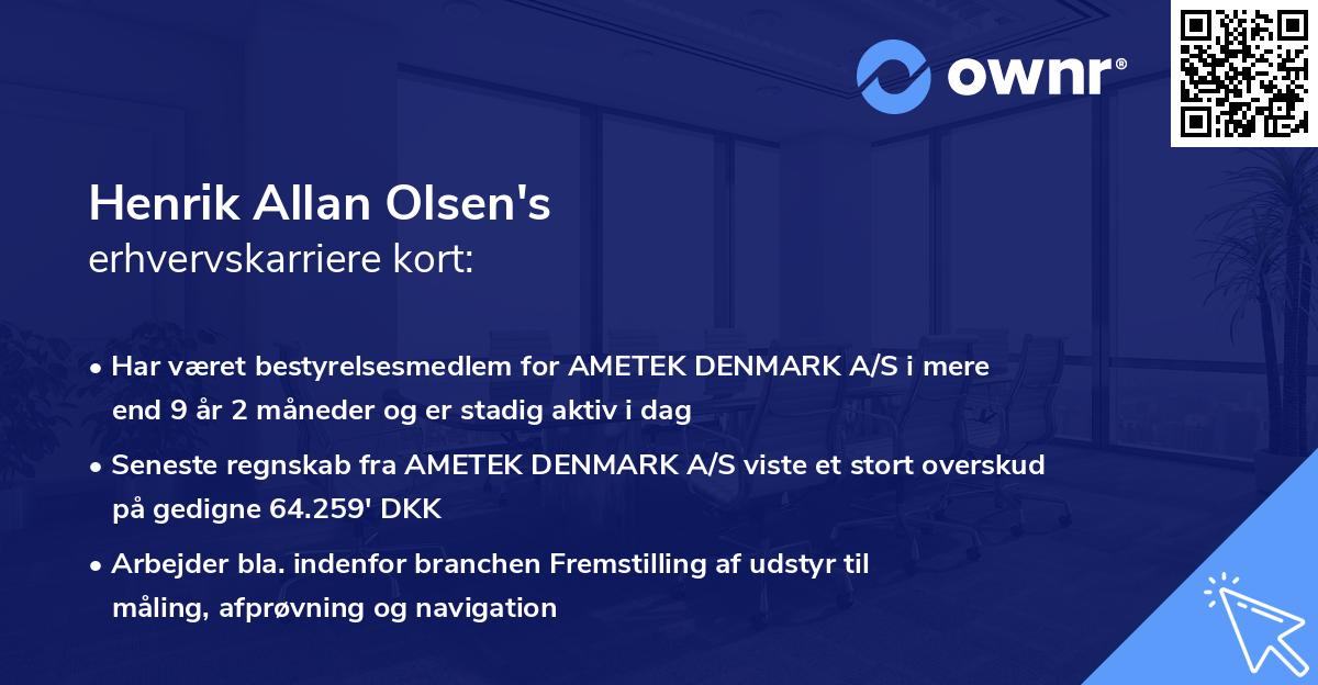 Henrik Allan Olsen's erhvervskarriere kort