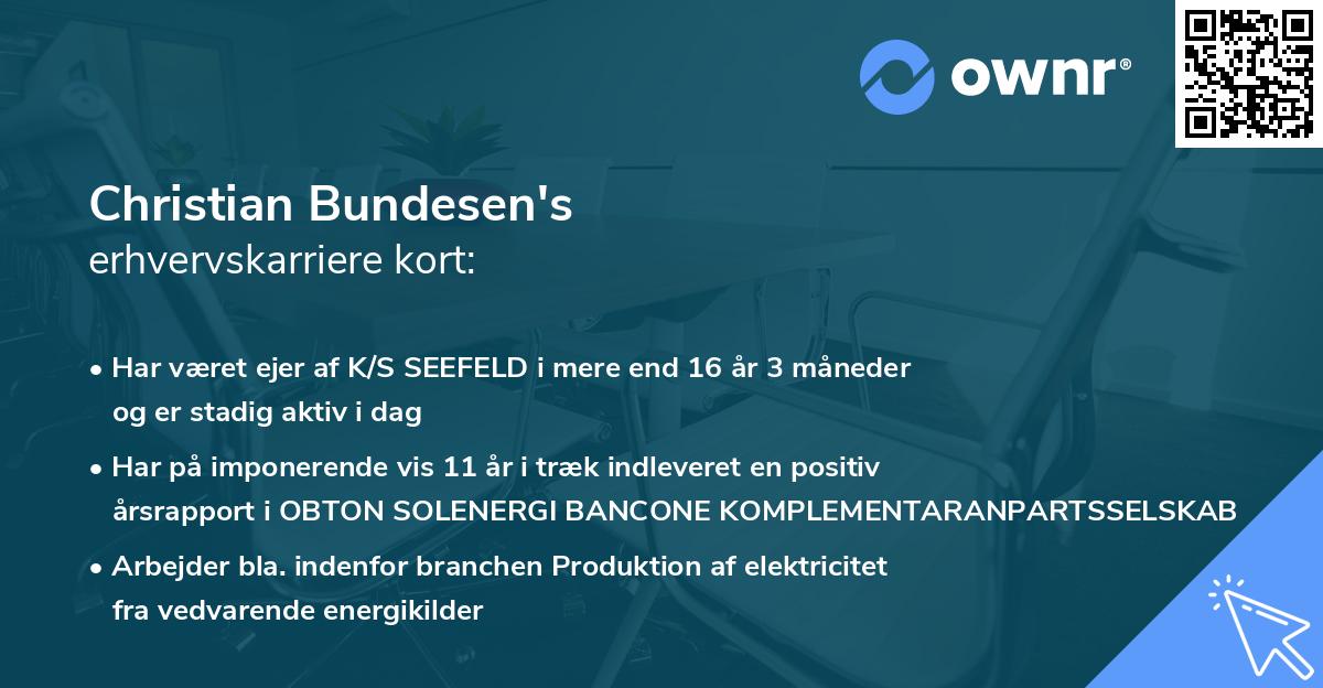 Christian Bundesen's erhvervskarriere kort