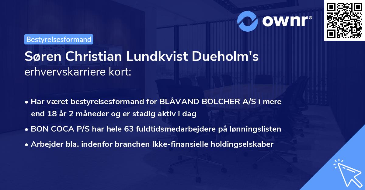 Søren Christian Lundkvist Dueholm's erhvervskarriere kort
