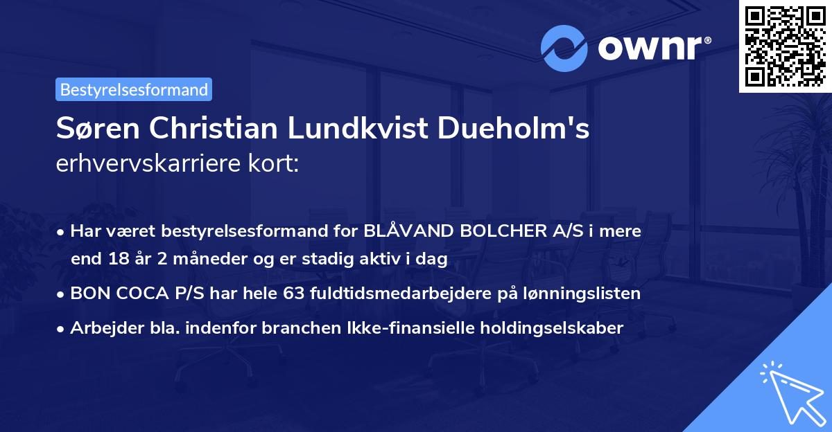 Søren Christian Lundkvist Dueholm's erhvervskarriere kort