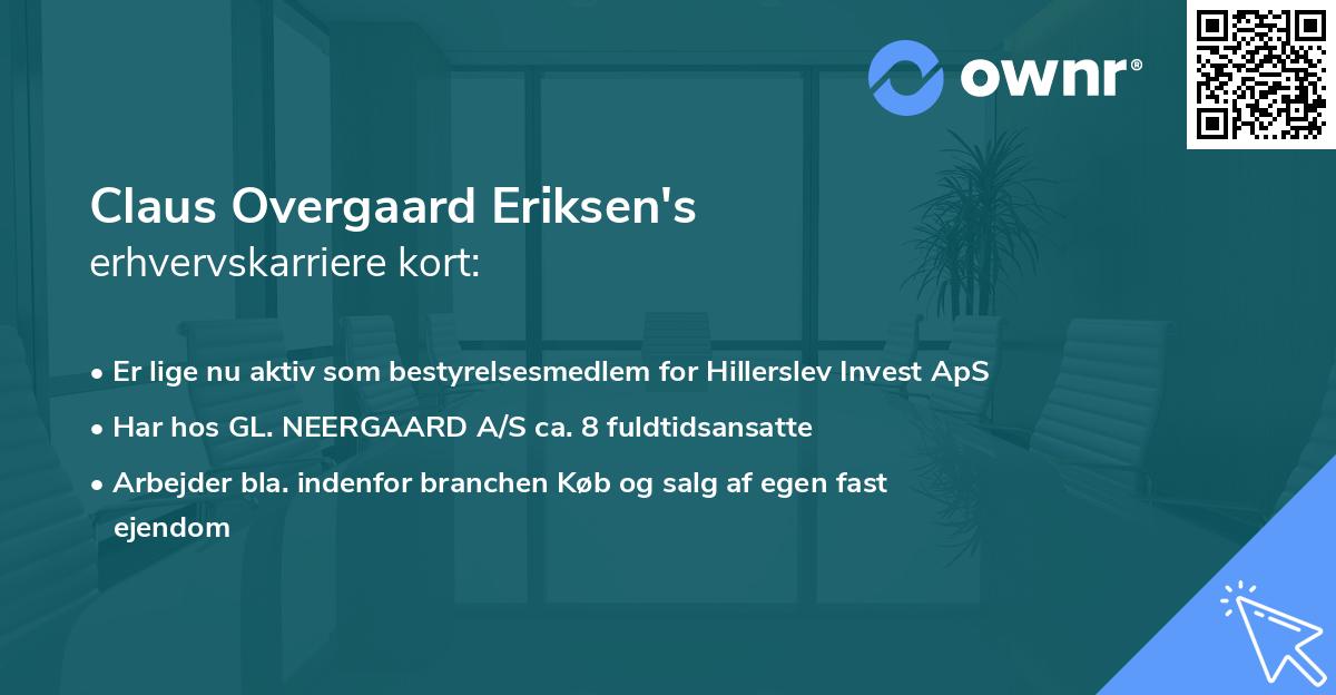 Claus Overgaard Eriksen's erhvervskarriere kort