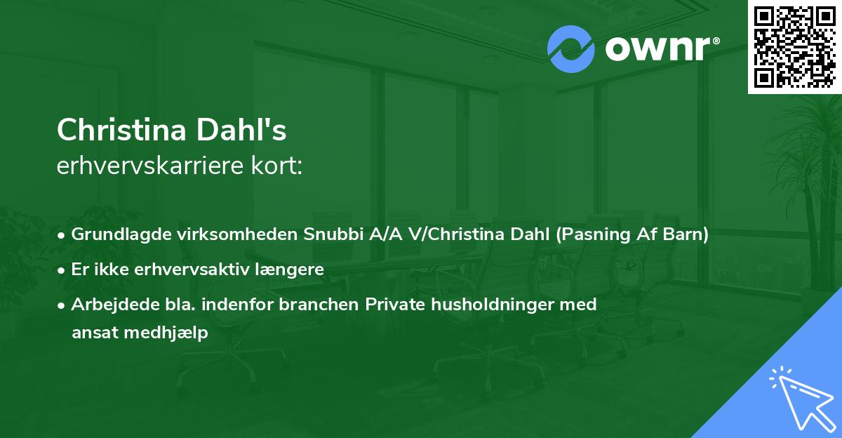 Christina Dahl's erhvervskarriere kort