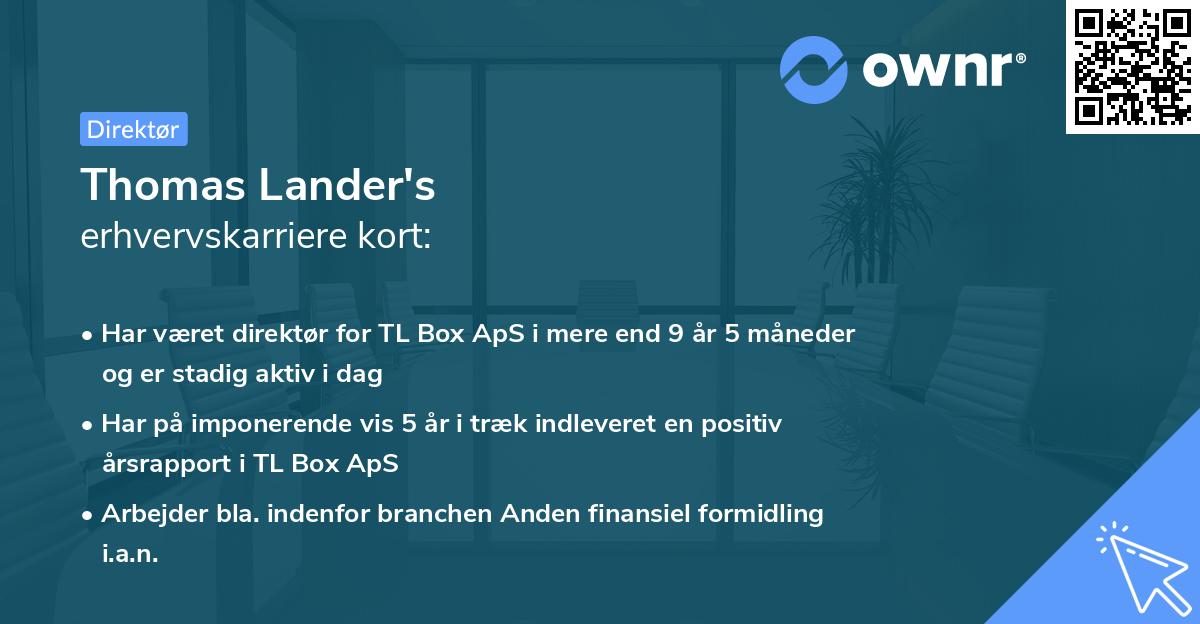 Thomas Lander's erhvervskarriere kort