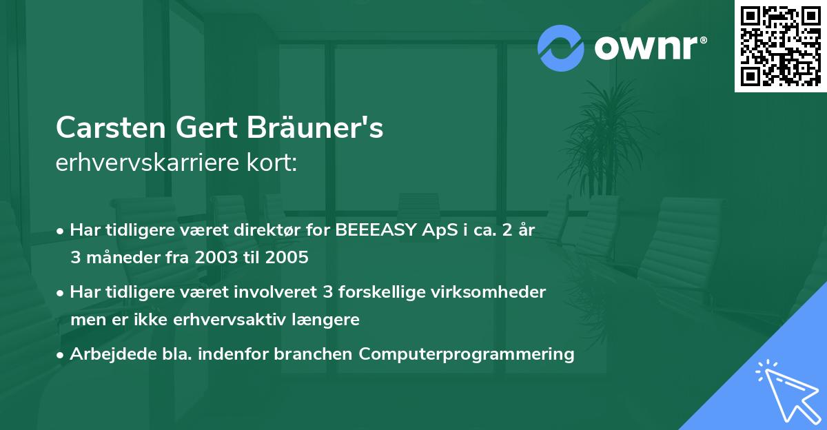 Carsten Gert Bräuner's erhvervskarriere kort
