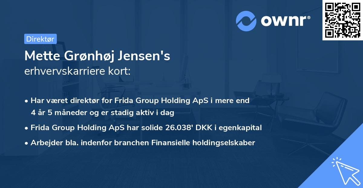 Mette Grønhøj Jensen's erhvervskarriere kort