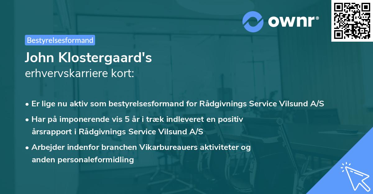 John Klostergaard's erhvervskarriere kort