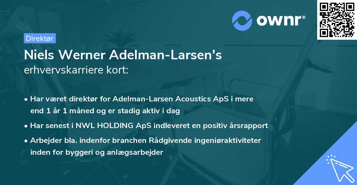 Niels Werner Adelman-Larsen's erhvervskarriere kort