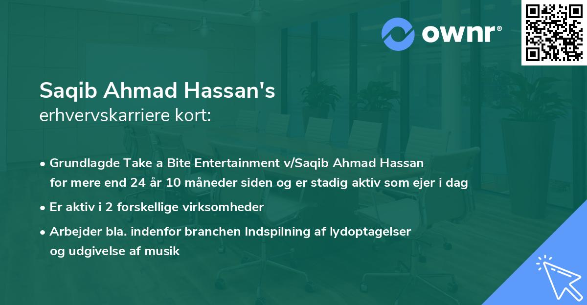 Saqib Ahmad Hassan's erhvervskarriere kort