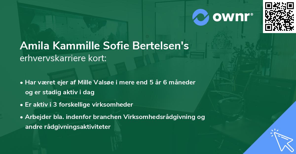 Amila Kammille Sofie Bertelsen's erhvervskarriere kort