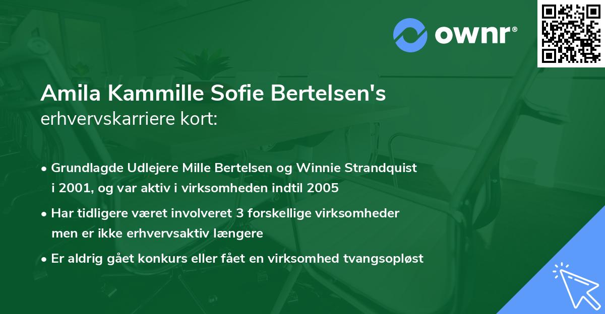 Amila Kammille Sofie Bertelsen's erhvervskarriere kort