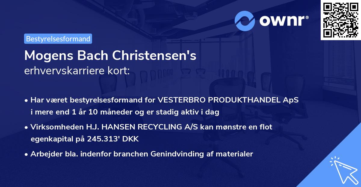 Mogens Bach Christensen's erhvervskarriere kort