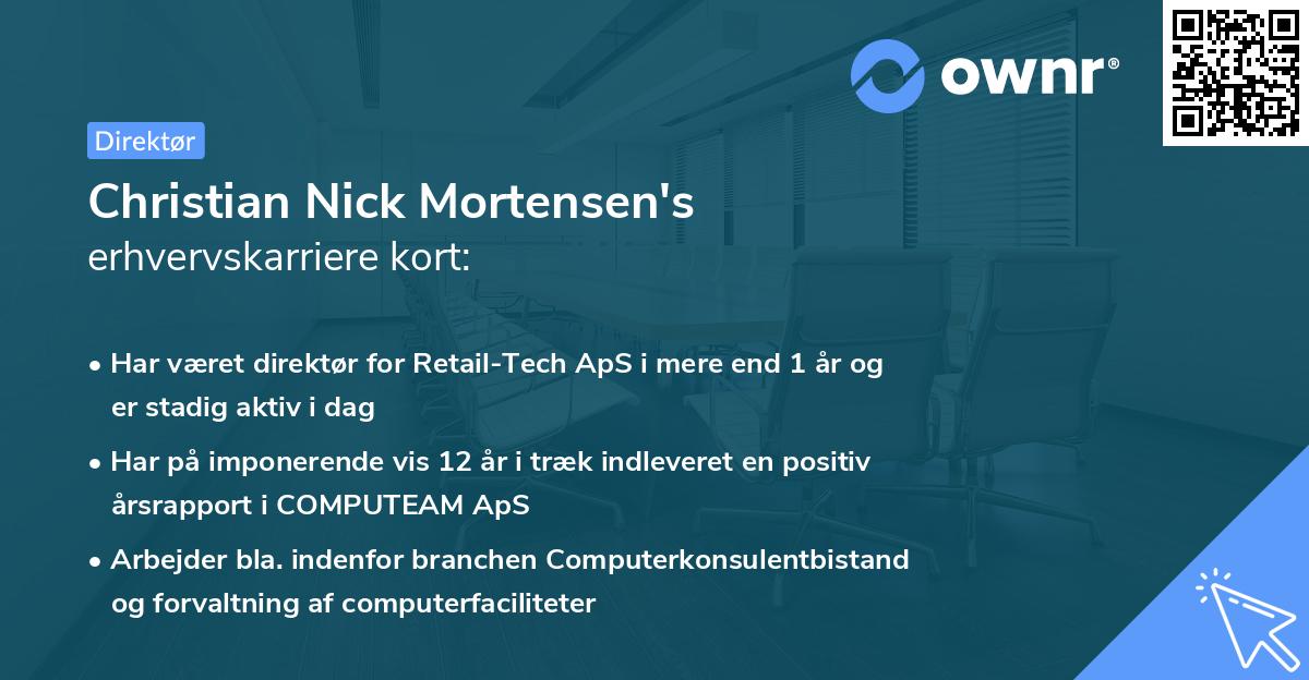 Christian Nick Mortensen's erhvervskarriere kort
