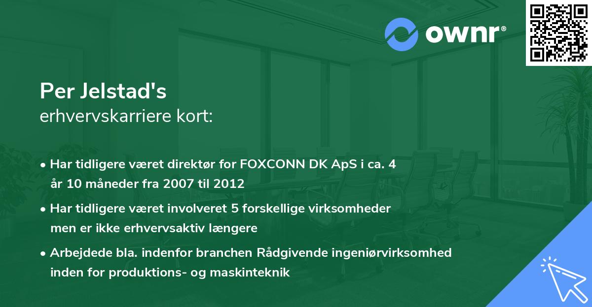 Per Jelstad's erhvervskarriere kort