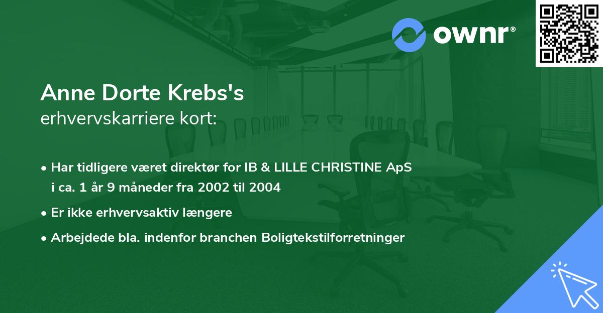 Anne Dorte Krebs's erhvervskarriere kort