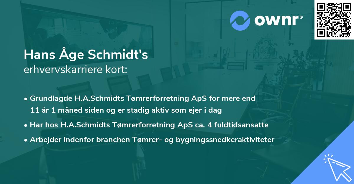 Hans Åge Schmidt's erhvervskarriere kort