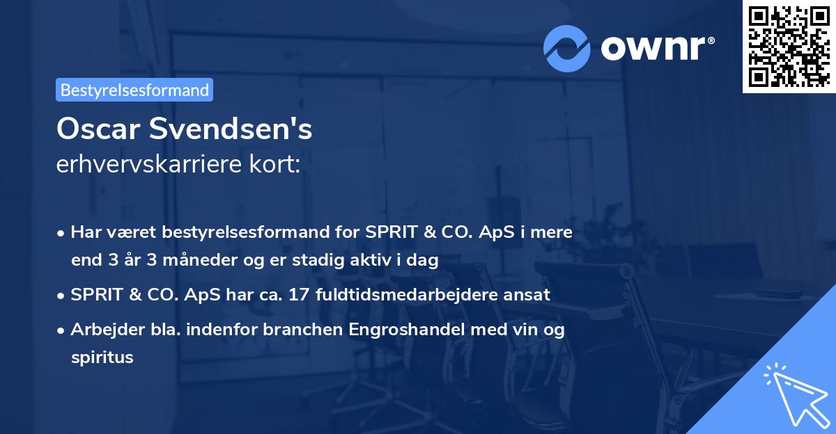 Oscar Svendsen's erhvervskarriere kort