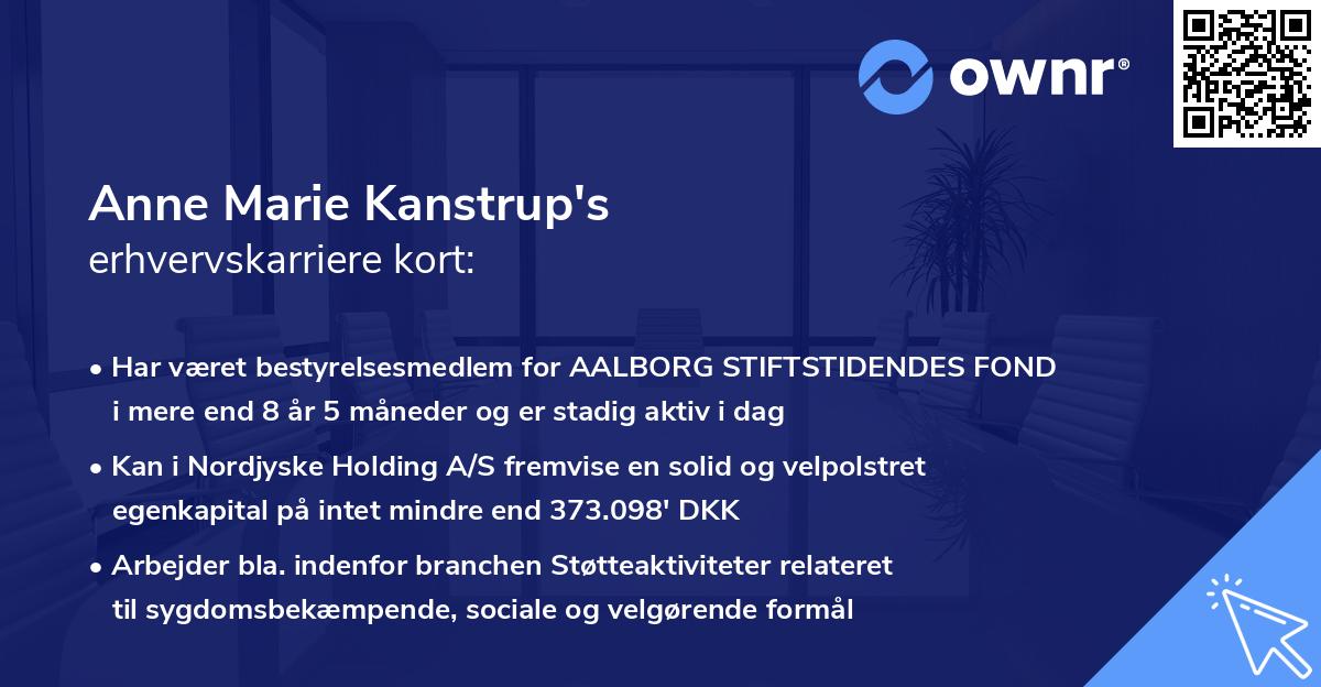 Anne Marie Kanstrup's erhvervskarriere kort
