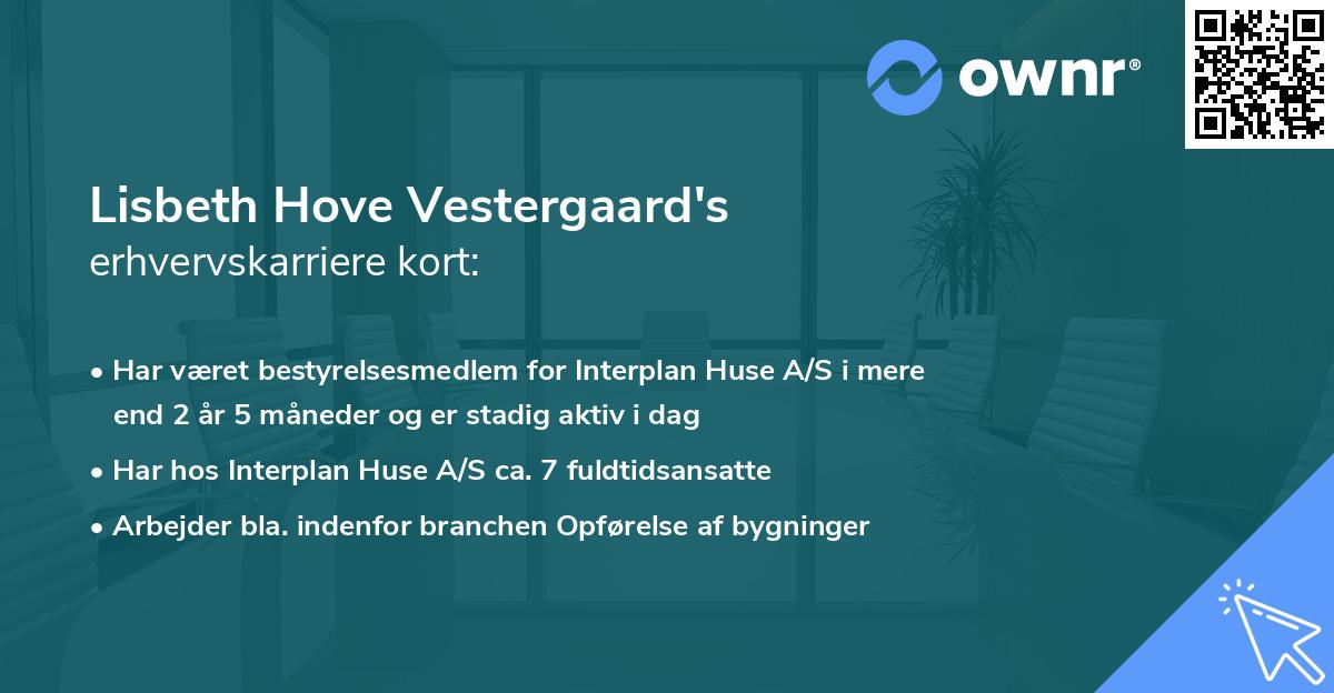 Lisbeth Hove Vestergaard's erhvervskarriere kort