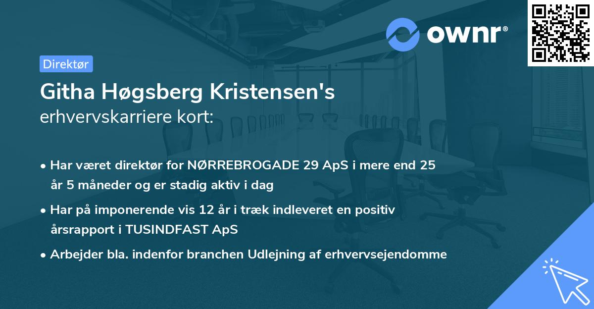 Githa Høgsberg Kristensen's erhvervskarriere kort