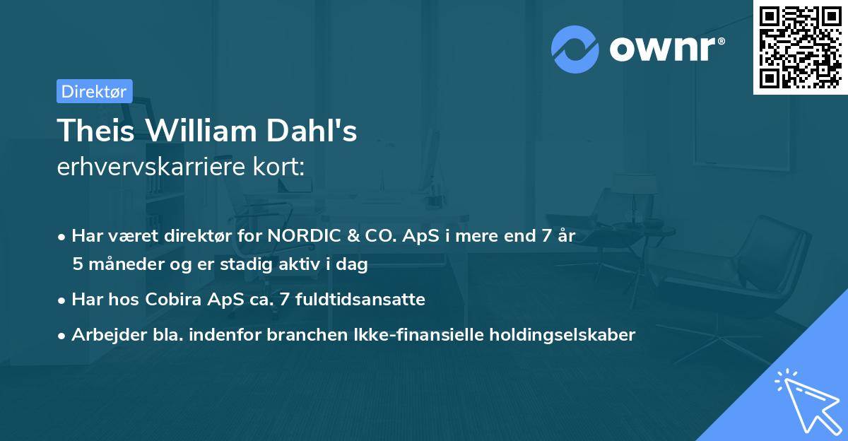 Theis William Dahl's erhvervskarriere kort