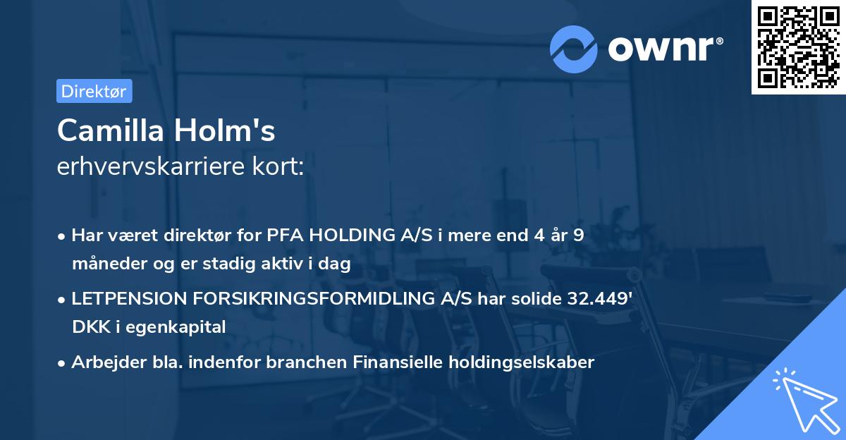 Camilla Holm's erhvervskarriere kort