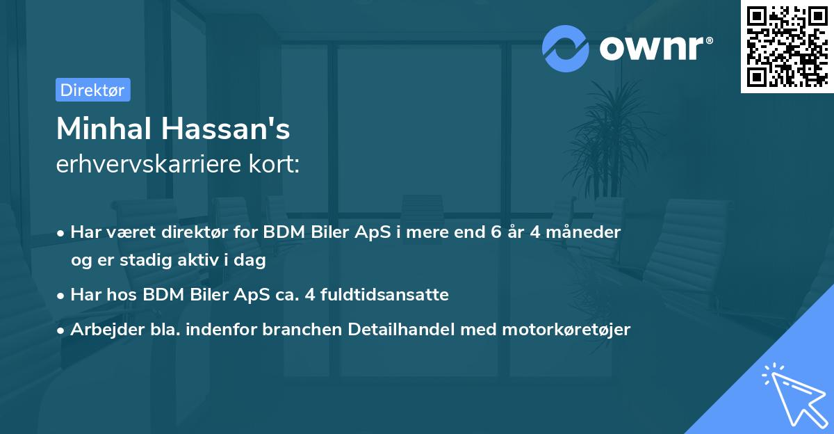 Minhal Hassan's erhvervskarriere kort