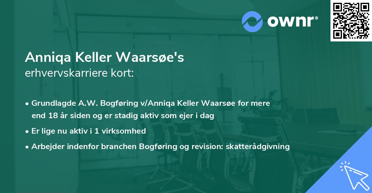 Anniqa Keller Waarsøe's erhvervskarriere kort