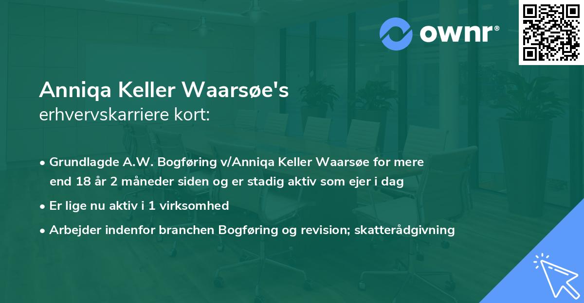 Anniqa Keller Waarsøe's erhvervskarriere kort