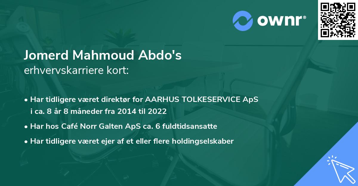 Jomerd Mahmoud Abdo's erhvervskarriere kort