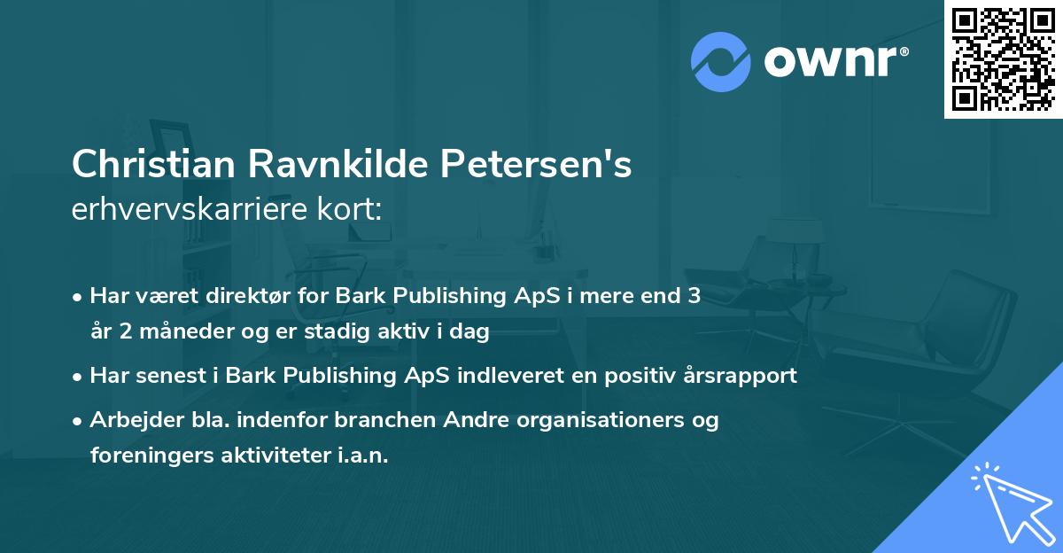 Christian Ravnkilde Petersen's erhvervskarriere kort