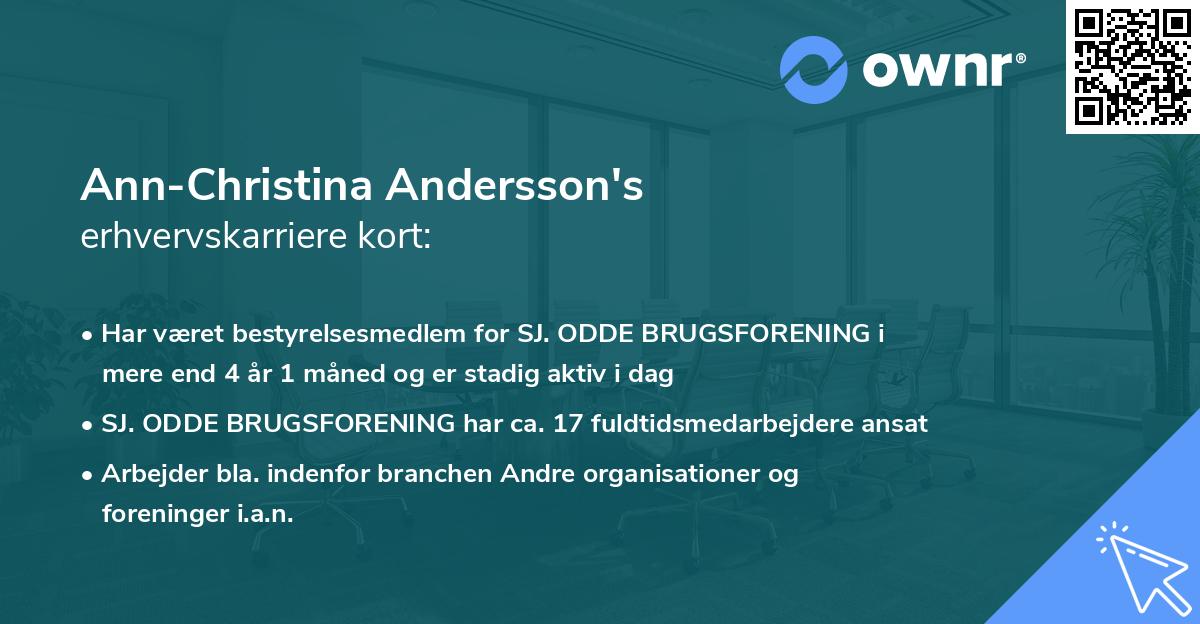 Ann-Christina Andersson's erhvervskarriere kort