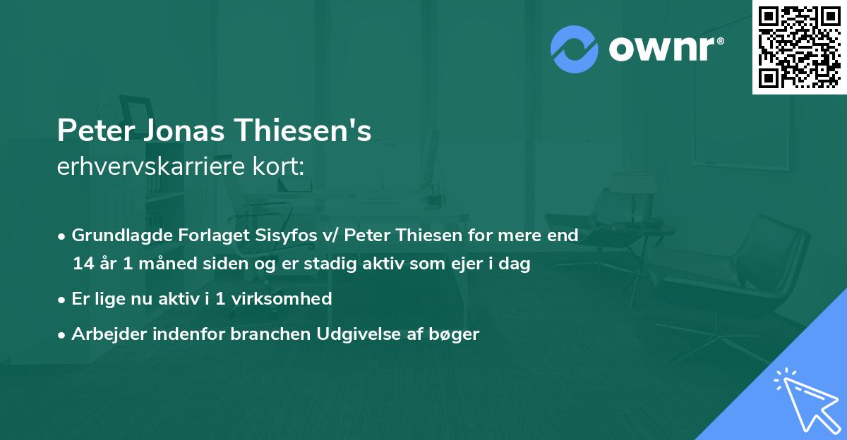 Peter Jonas Thiesen's erhvervskarriere kort