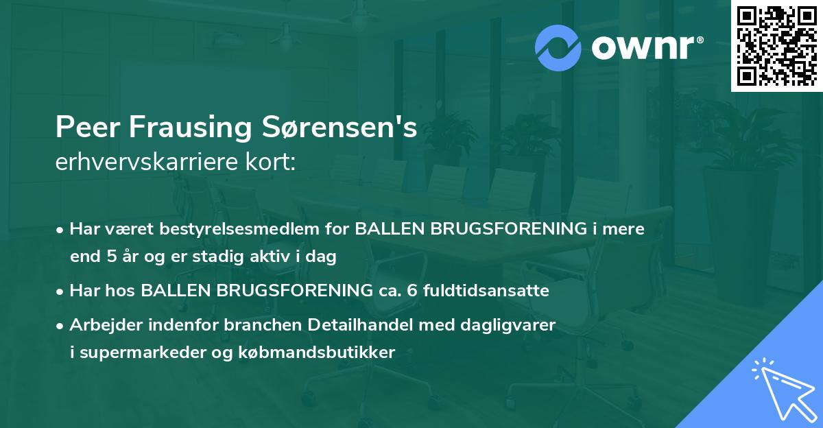 Peer Frausing Sørensen's erhvervskarriere kort