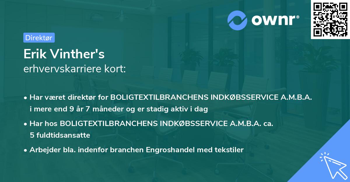 Erik Vinther's erhvervskarriere kort