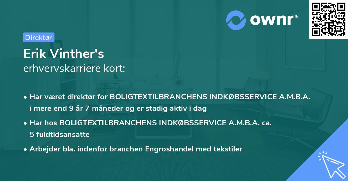 Erik Vinther's erhvervskarriere kort