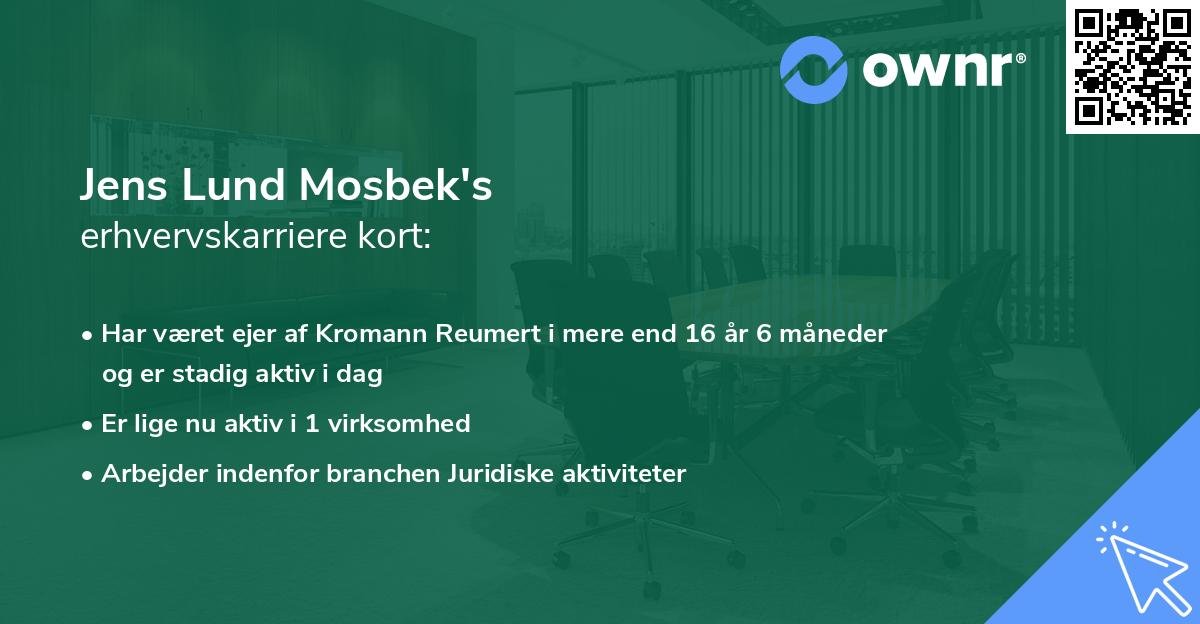 Jens Lund Mosbek's erhvervskarriere kort