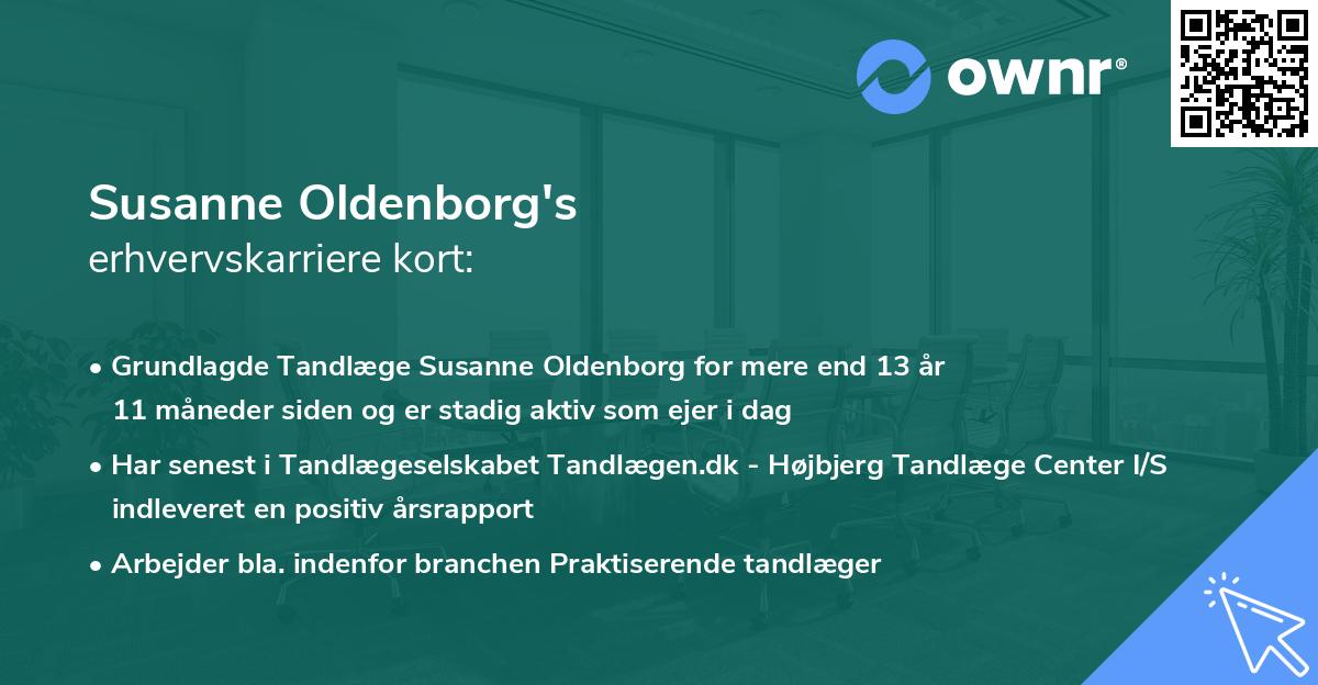 Susanne Oldenborg's erhvervskarriere kort