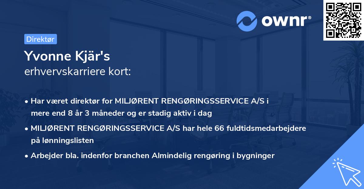 Yvonne Kjär's erhvervskarriere kort