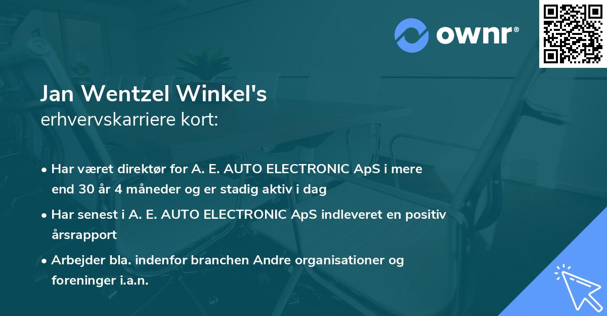 Jan Wentzel Winkel's erhvervskarriere kort