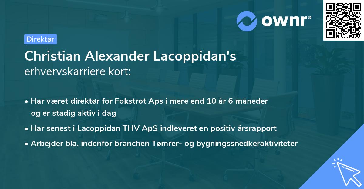 Christian Alexander Lacoppidan's erhvervskarriere kort