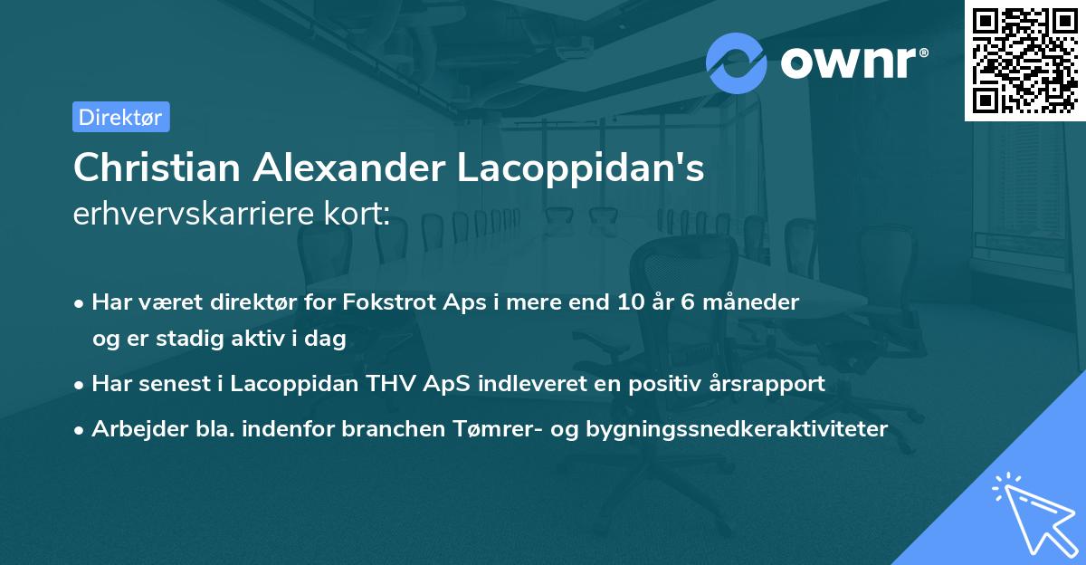 Christian Alexander Lacoppidan's erhvervskarriere kort