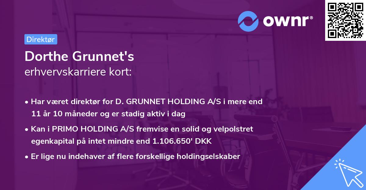 Dorthe Grunnet's erhvervskarriere kort