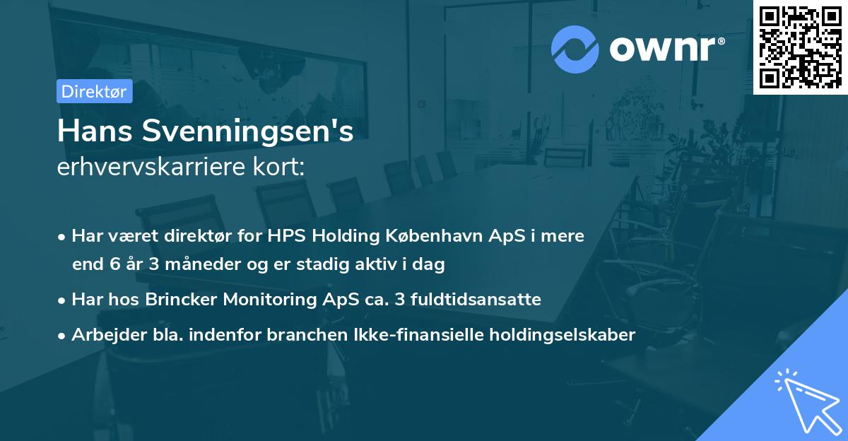 Hans Svenningsen's erhvervskarriere kort