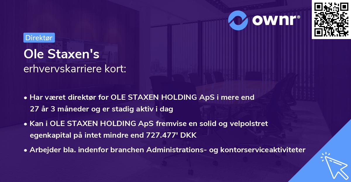 Ole Staxen's erhvervskarriere kort